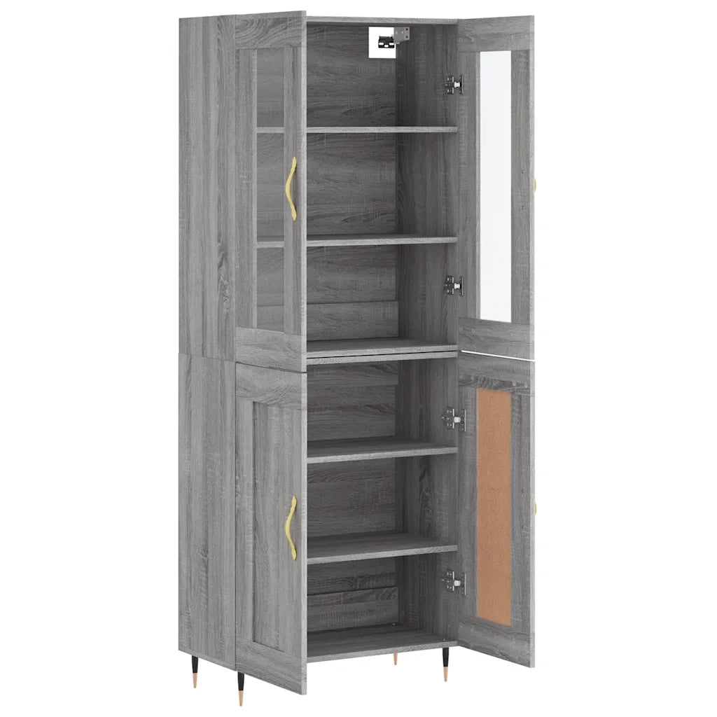 Credenza Grigio Sonoma 69,5x34x180 cm in Legno Multistrato 3198327
