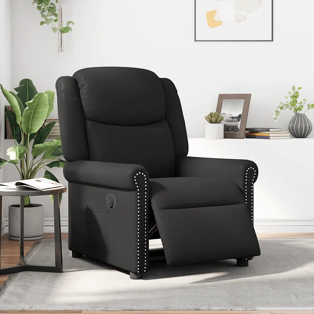 Poltrona Reclinabile Elettrica Nero Lucido Similpelle 3303414