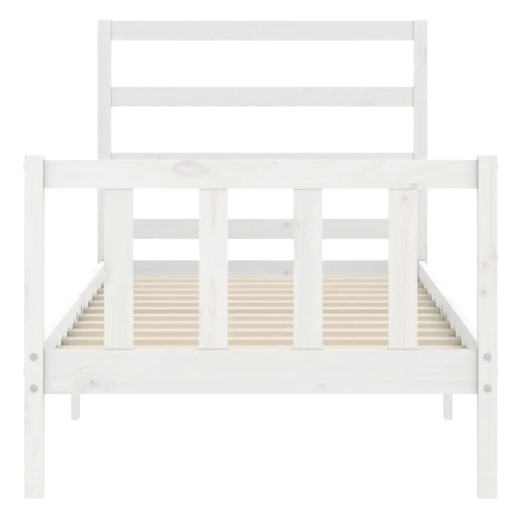 Letto senza Materasso-Struttura Letto Bianco 90x190 cm in Legno Massello Pino 479063