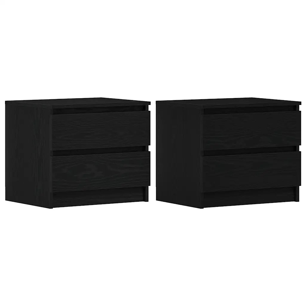 Set di 2 Comodini | Armadio da Notte | Mobiletto da notte Rovere Nero 50 x 40 x 43,5 cm