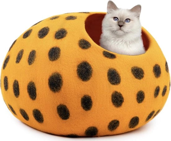 Casa per Gatti - Letto Premium in Lana per Gatti - Serie a Punti - Letti per Gatti in Lana a Mano, Letto per Gatti Fai da Te - Lana Merino Ecologica, Letto per Gatti Ripiegabile