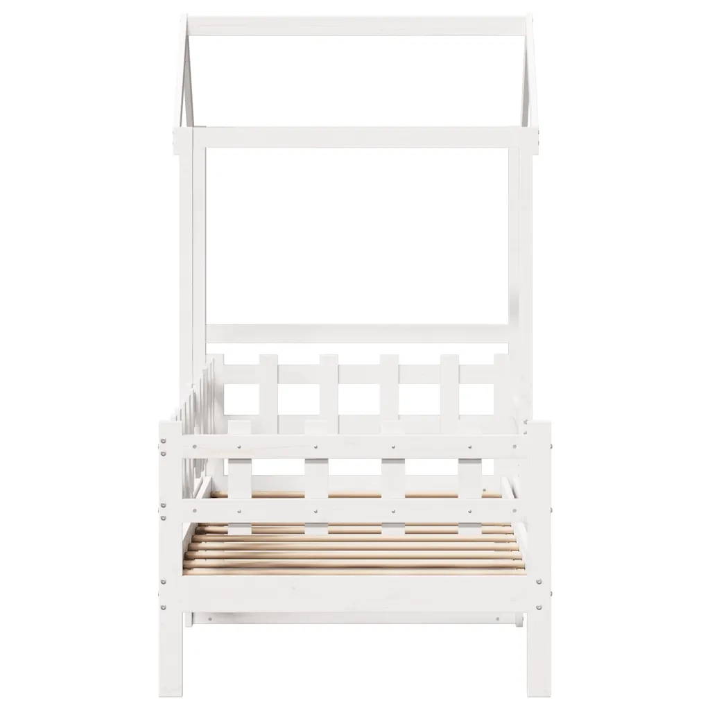 Dormeuse con Tetto 80x200 cm Bianco in Legno Massello di Pino