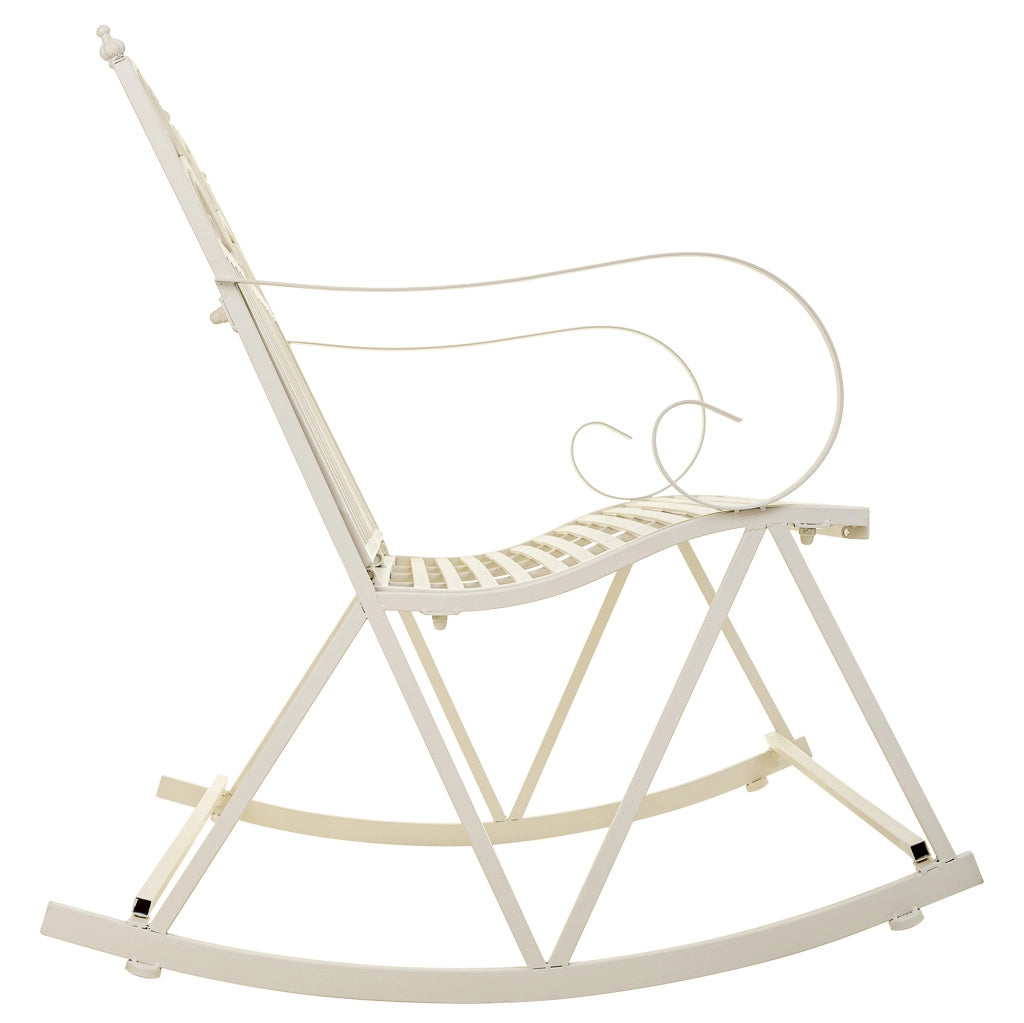 Divano a dondolo in ferro battuto bianco 116x45x91h cm