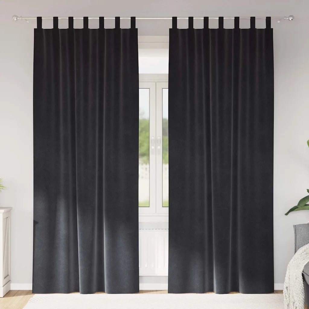 Tende oscuranti 2 pcs Grigio scuro 140 x 225 cm Velluto 4107235