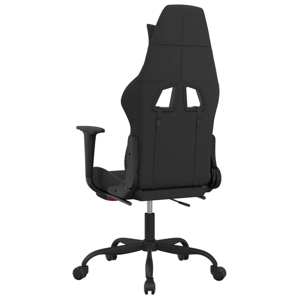 Sedia da Gaming | Sedia da e-sports Massaggio e Poggiapiedi Tessuto Nero e Rosso