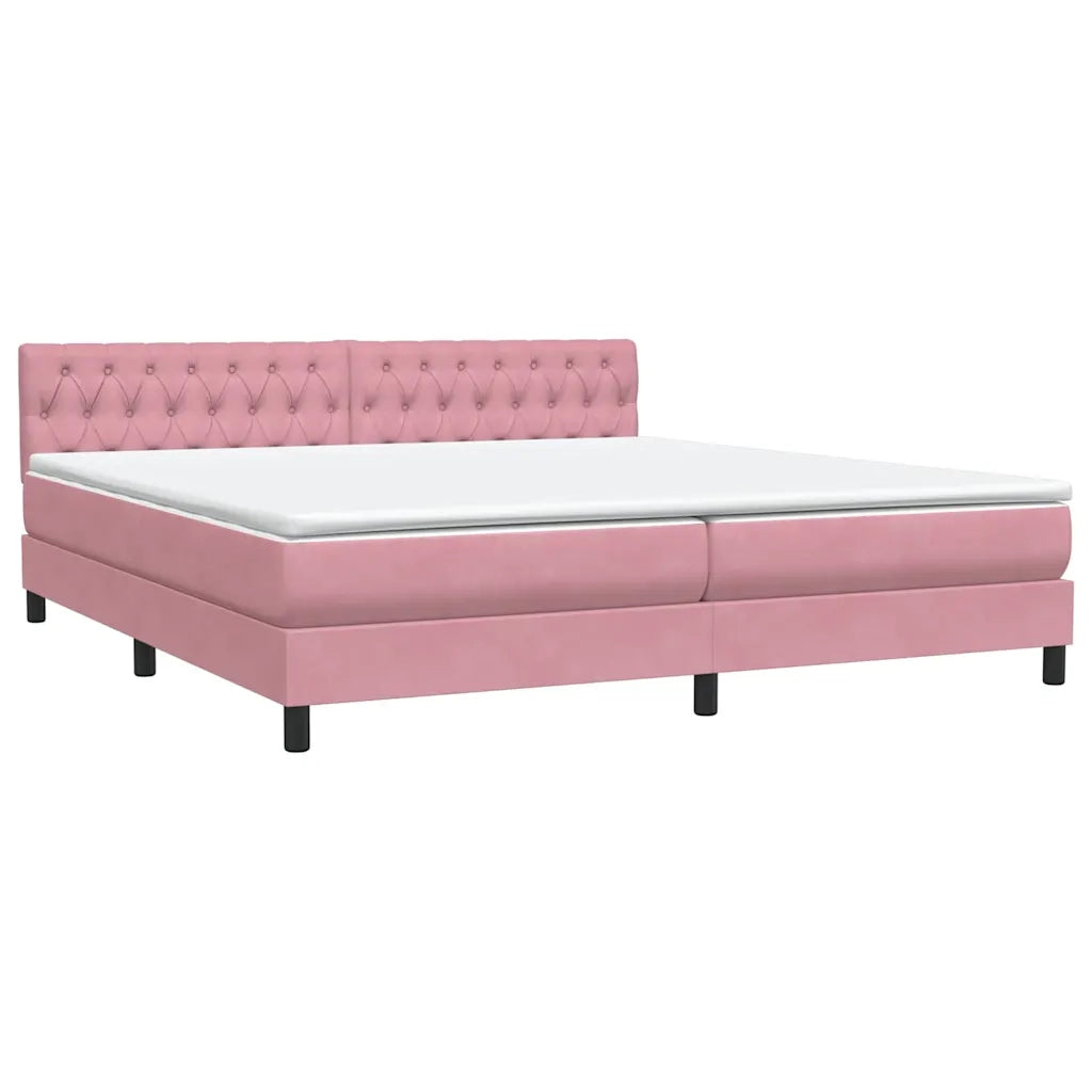 Giroletto a Molle con Materasso Rosa 180x210 cm in Velluto 3316514