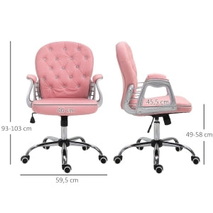 SEDIA Ufficio ergonomica 59,5x60,5x93-103 cm Similpelle Rosa
