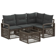 Set Divano da Giardino 5 pcs Grigio polyrattan