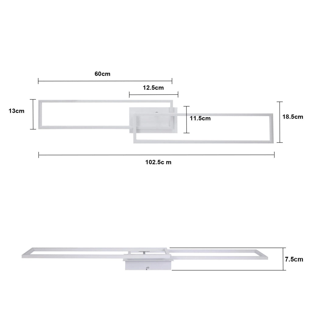 ZMH Lampada da soffitto plafoniera LED moderna 2 Frame 32W 3000K per soggiorno camera letto