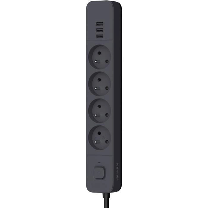 Multipresa - QUARX - 4 prese - Con 3 porte USB, cavo da 3 m