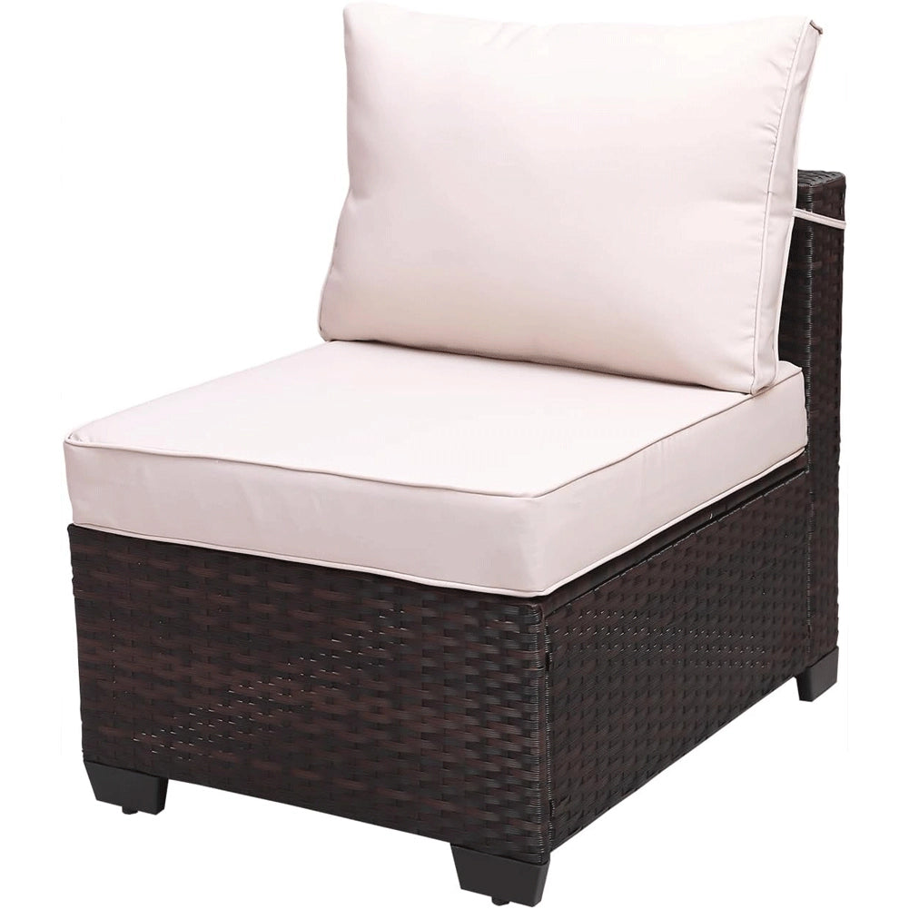 Set Patio Divano Modulabile da Esterno in Polyrattan Cuscini Beige da Giardino