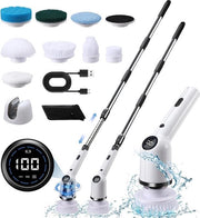 Scrubber elettrico - 3 lunghezze regolabili - Ricaricabile - Diversi accessori inclusi - IPX4 impermeabile
