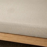 Panca Fondo Letto Boho con Seduta Imbottita e Braccioli in Legno e Rattan, 120x38x61.5cm, Crema