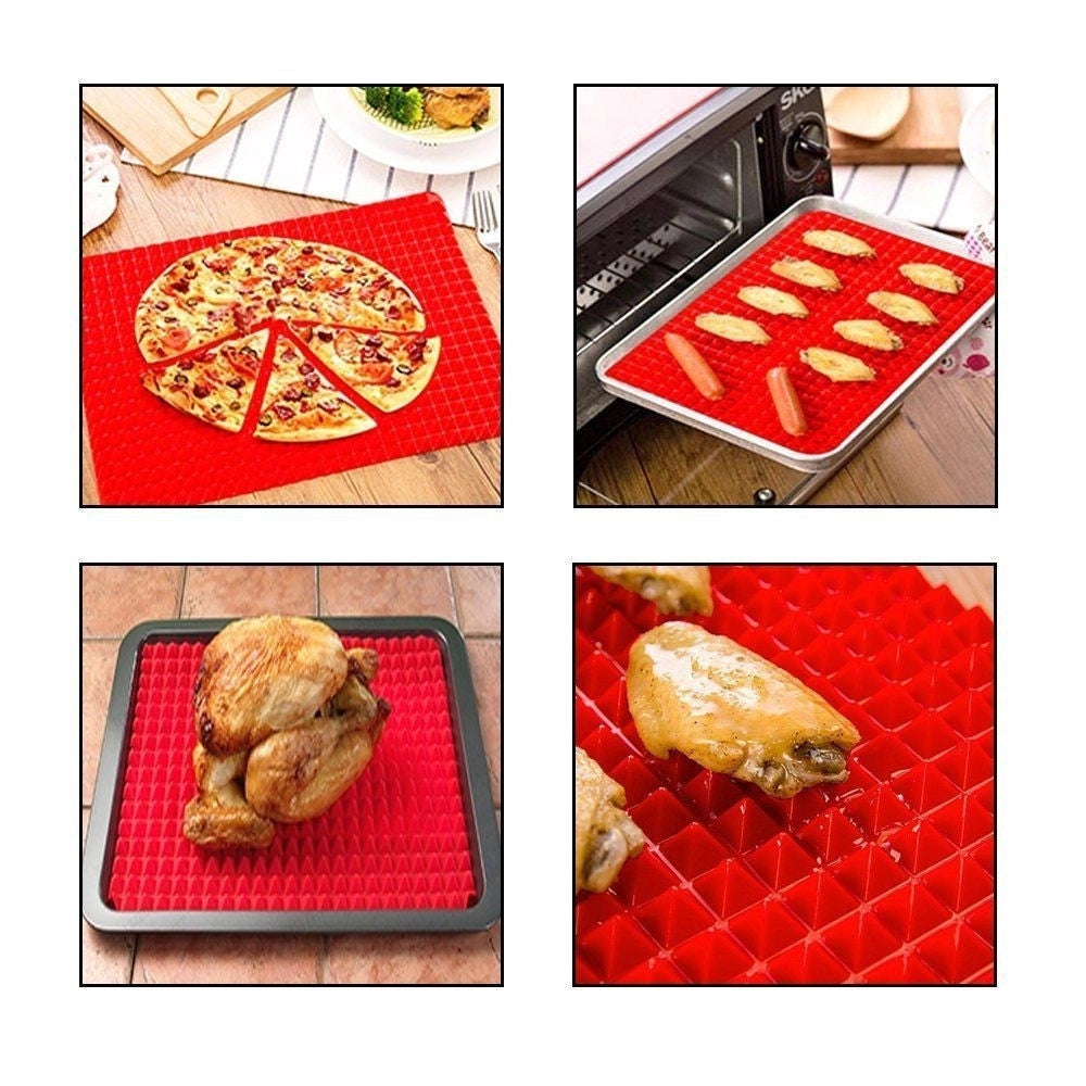 Trade Shop - Pyramid Pan Tappeto In Silicone Forno Microonde Antiaderente Teglia Scola Grassi -