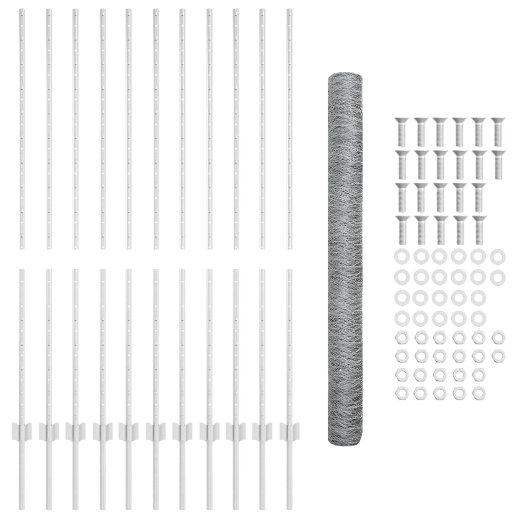 Pali per Recinzione  22 pz U-Channel 140 cm Acciaio Zincato