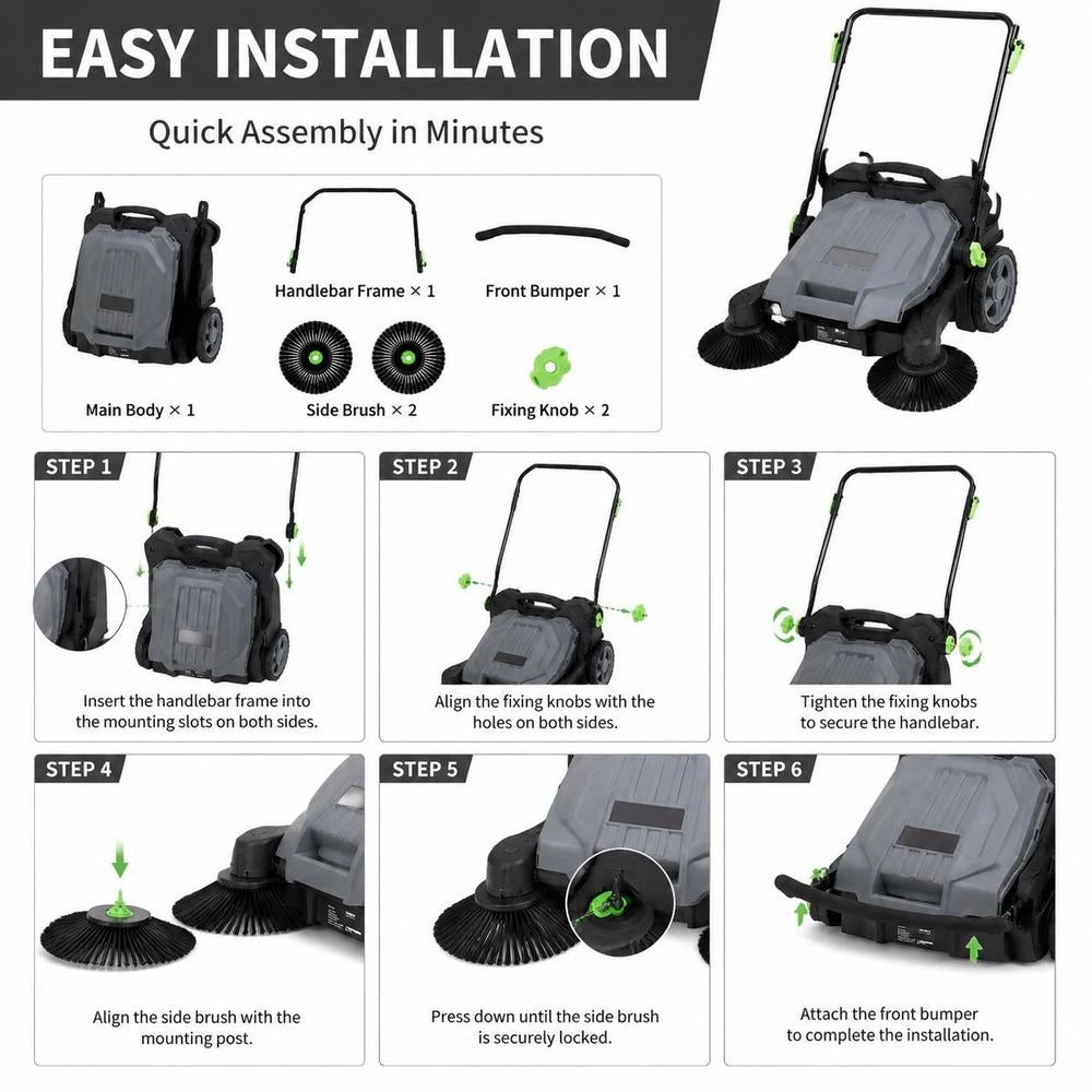Hand-operated Floor Sweeper With A 65 Cm Width And A 19 L Waste Container
