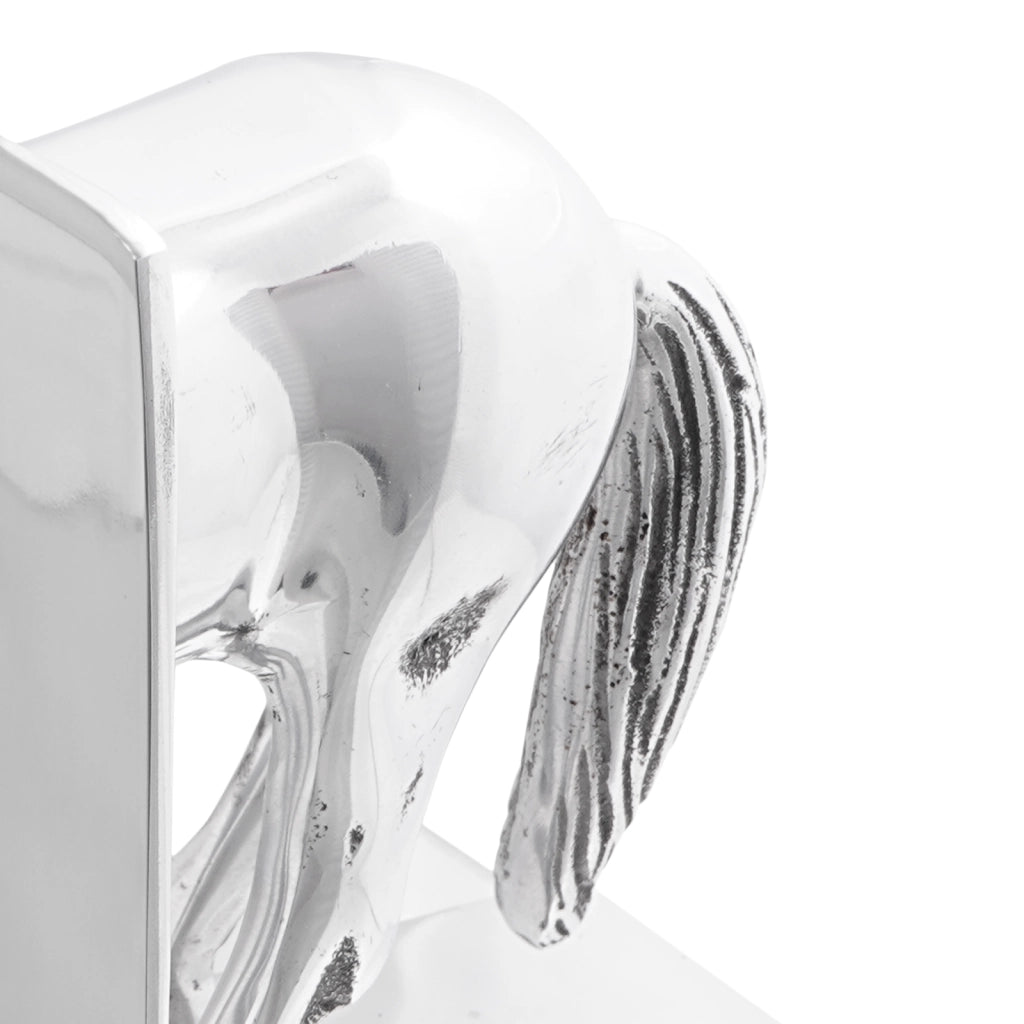 Fermalibri 2 pz Argento 11x14x25 cm Alluminio Cavallo