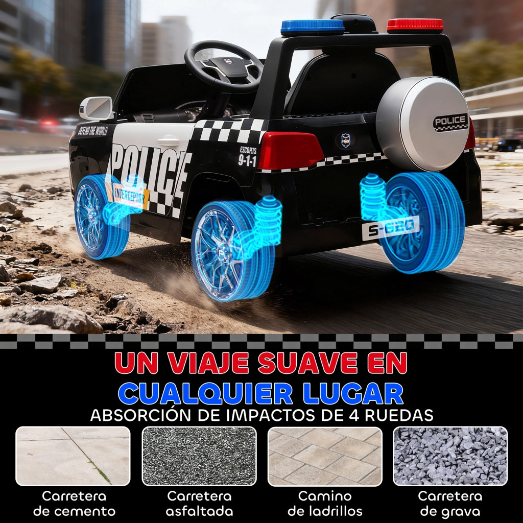 Auto Elettrica Polizia per Bambini con Telecomando ¨C Xylo ¨C Bianco con Sirena e Sospensioni