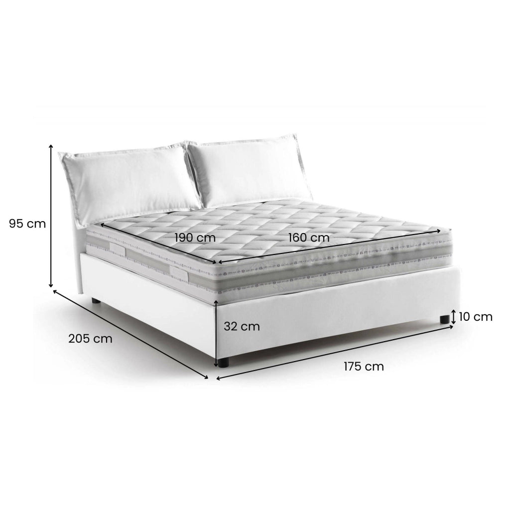 Letto Matrimoniale Amelinda, Letto Matrimoniale Materasso Incluso Made in Italy, Bianco