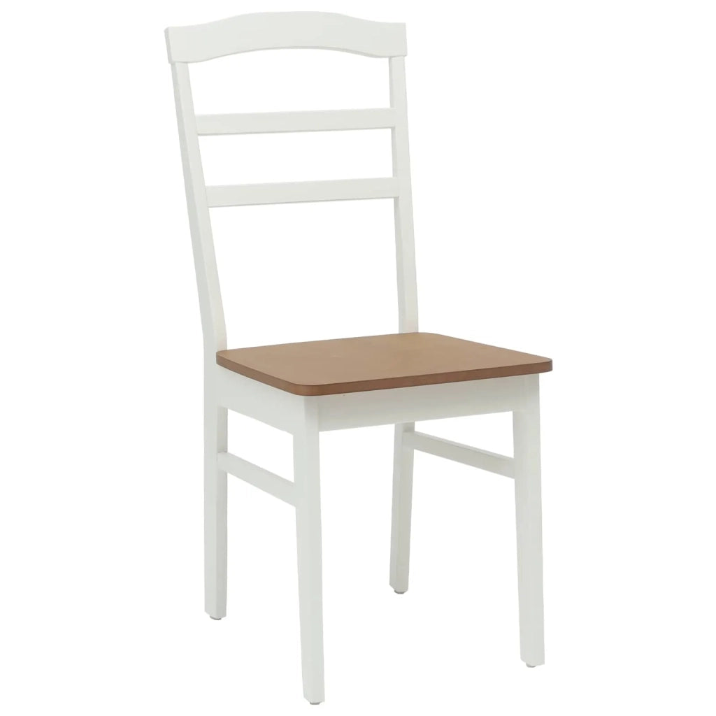 Sedia da pranzo 2 pcs Bianco e Naturale Legno di gomma solido 42020497