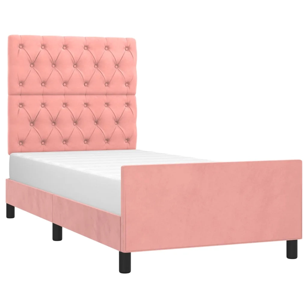 Giroletto con Testiera Rosa 80x200 cm in Velluto 3125909