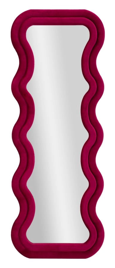 Specchio Da Muro Emily Velluto Fuxia 60X6X160 Elegante