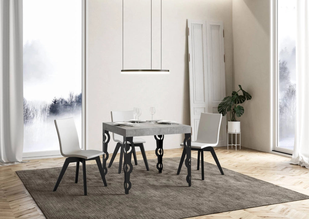 Tavolo allungabile 90/246x90 cm Karamay cemento gambe antracite