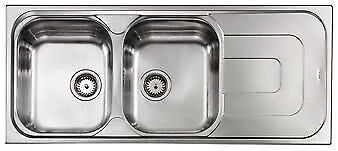 CM 011397.S1.01.2016 PIZZICA Lavello da Incasso 2 Vasche con Gocciolatoio a Destra Acciaio Inox Antigraffio (116x50x17 cm) colore Inox Antigraffio