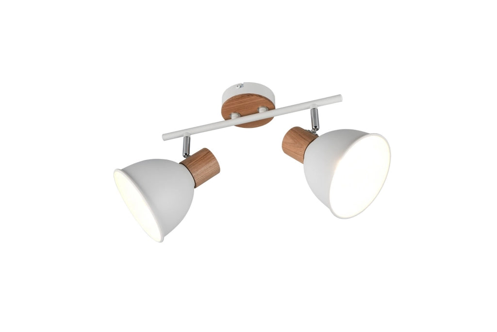 Faretto da soffitto industriale DELUME 2xE27 bianco legno