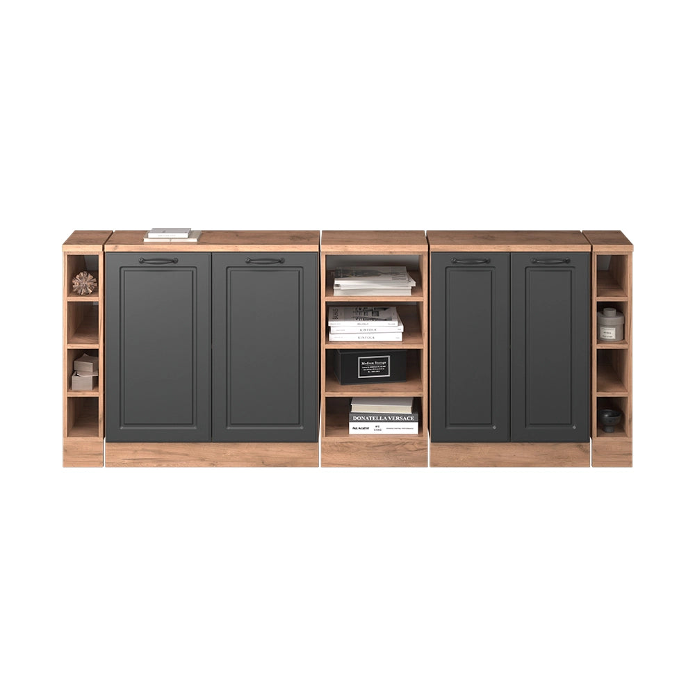 Set di mobili sottotetto Rion Antracite rustico/Rovere dorato 210 cm Set di 5 carcasse armadio profondità 60 cm Vicco
