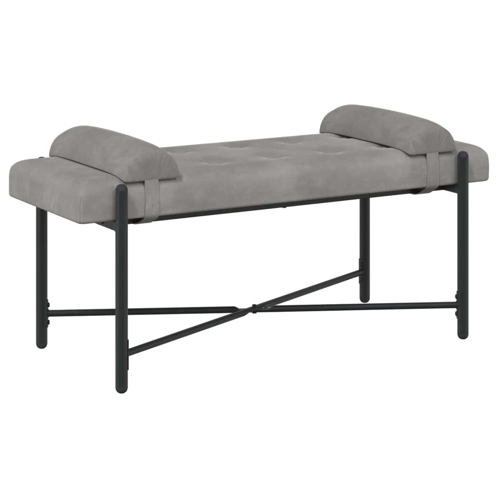 Panchina con bottoni e cuscini Grigio Chiaro 110 x 40 x 46 cm 42038385
