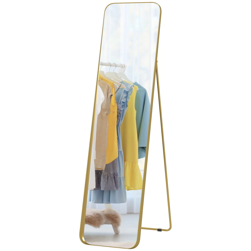Specchio a figura intera ¨C zephmum ¨C freestanding, inclinabile, metallo, MDF, 160x40 cm, oro