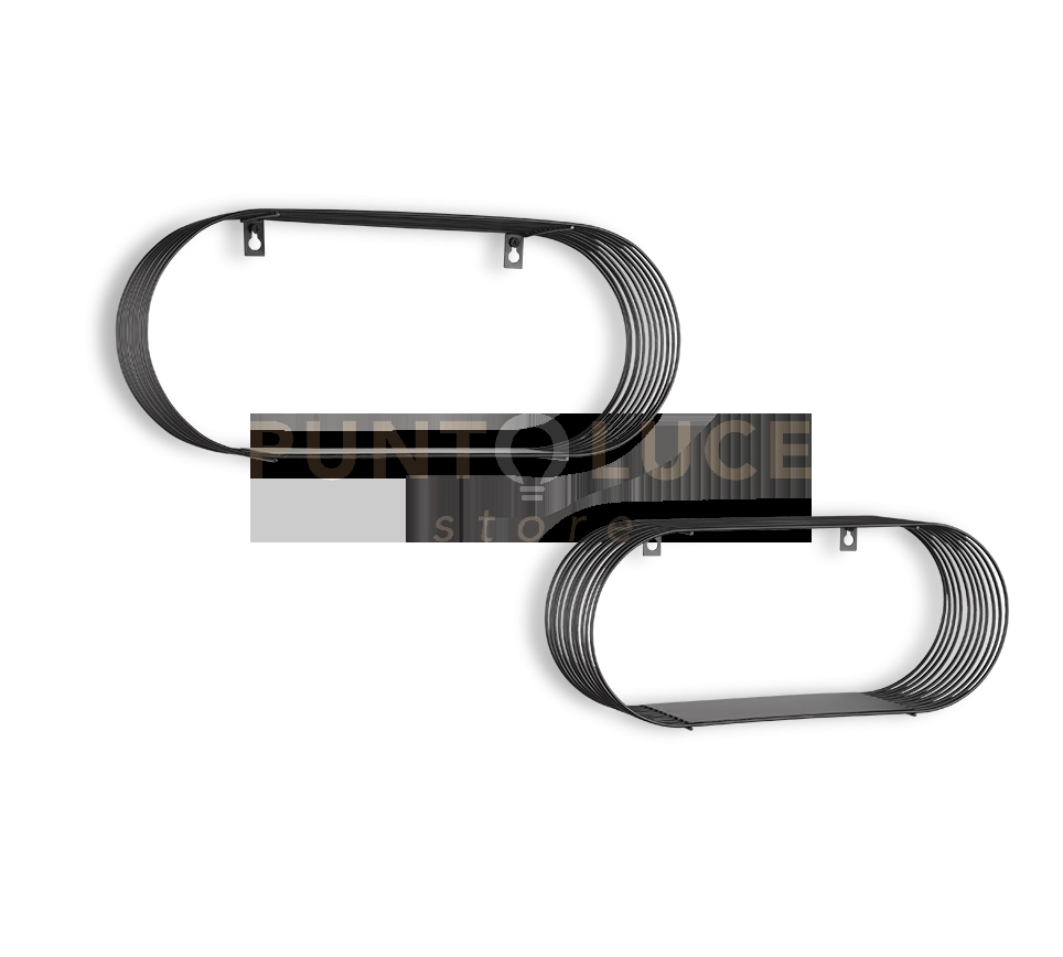JOYCE SET DI 2 MENSOLE A MURO 43-38CM METALLO NERO