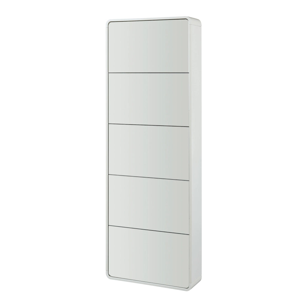 Scarpiera Aure con Ante a Specchio e 5 Contenitori Ribaltabili 180 x 63 x 24 cm Bianco [en.casa]
