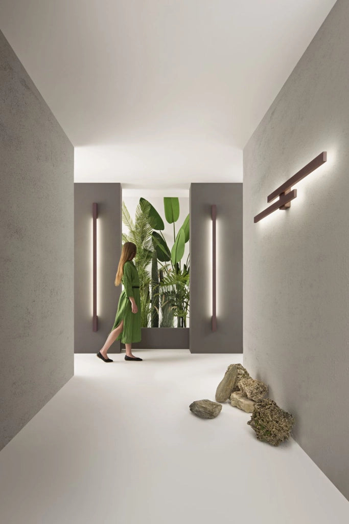APPLIQUE LED HERCULES CORTEN IN ALLUMINIO E DIFFUSORE IN PC 47W 6800LM CCT 2700 E 3500 E 4000K IP65 60X55X2000MM
