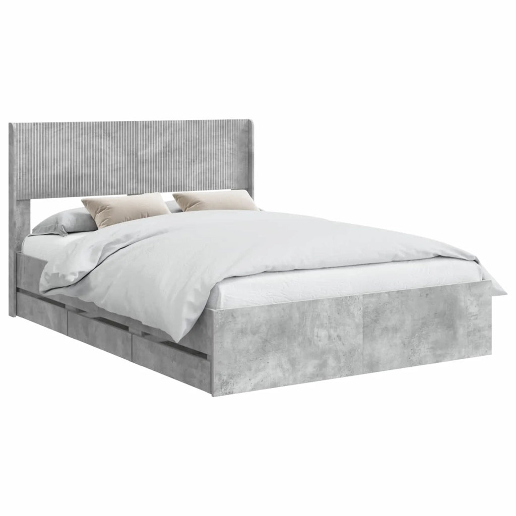 Struttura del letto con stoccaggio e testata Grigio Cemento 3414314