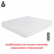 Alcapower Plafoniera LED Quadra CCT 24W con Sensore a Microonde e Telecomando, Temperatura Luce Selezionabile 3000K-4000K-6000K, Protezione IP54