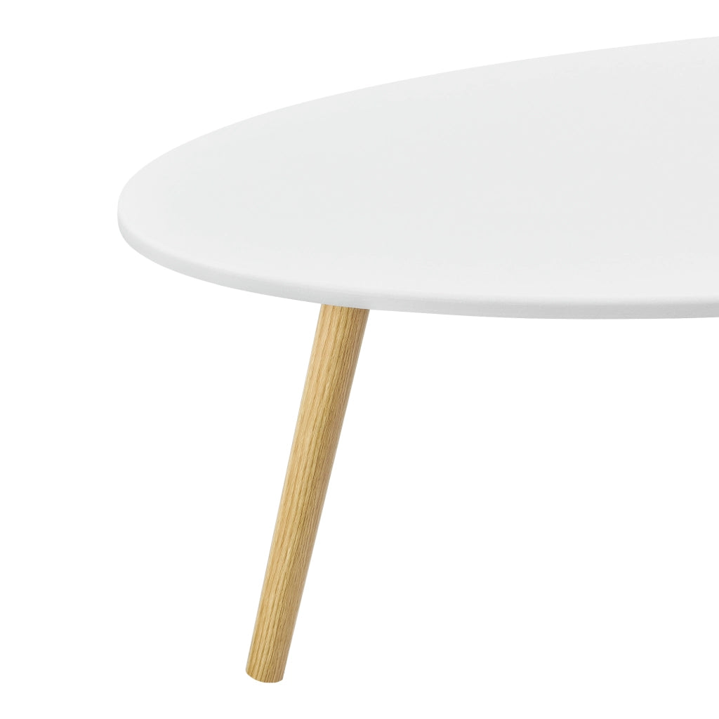 Tavolino da caffè/da Divano a Treppiede 109,5 x 59,5 x 39,5 cm Tavolo Basso da Salotto con Piano Arrotondato - Bianco