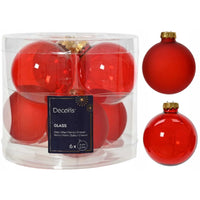 Set 6 Palline di Natale in Vetro Ø 6 cm – Castagna Trasparente