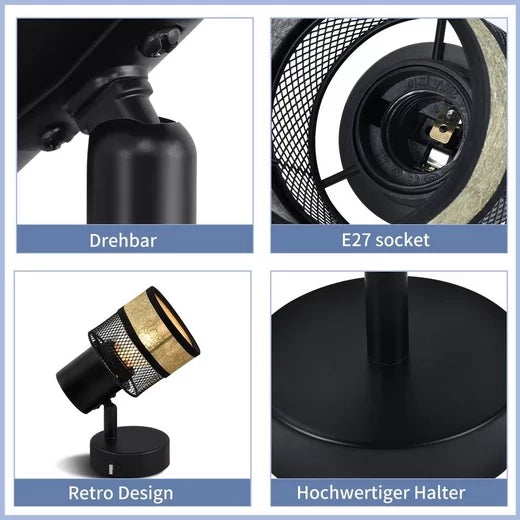 ZMH Lampada da soffitto nera 1 fiamma rotazione 330° per soggiorno