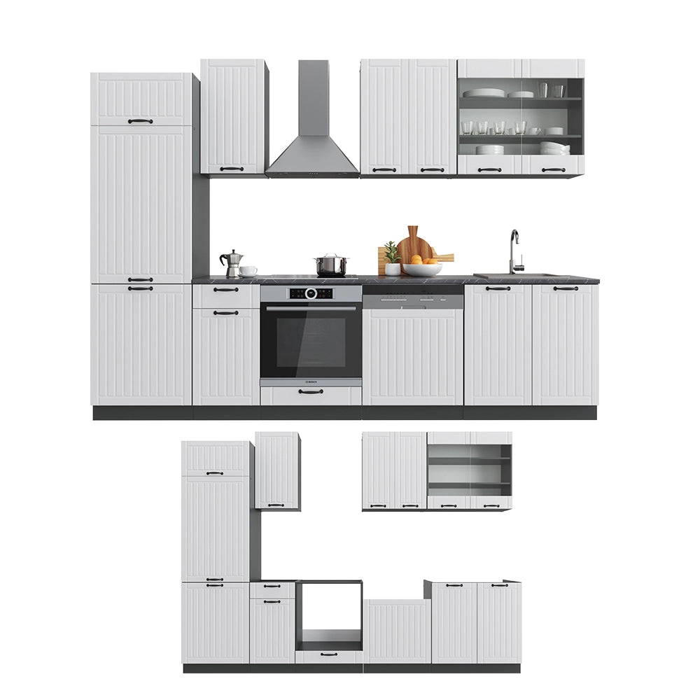 Vicco Cucina componibile Bianco casa di campagna/antracite 300 cm senza piano di lavoro