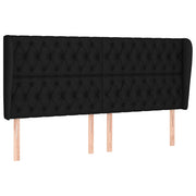 Testiera | Testata ad Orecchio Nera 183x23x118/128 cm in Tessuto
