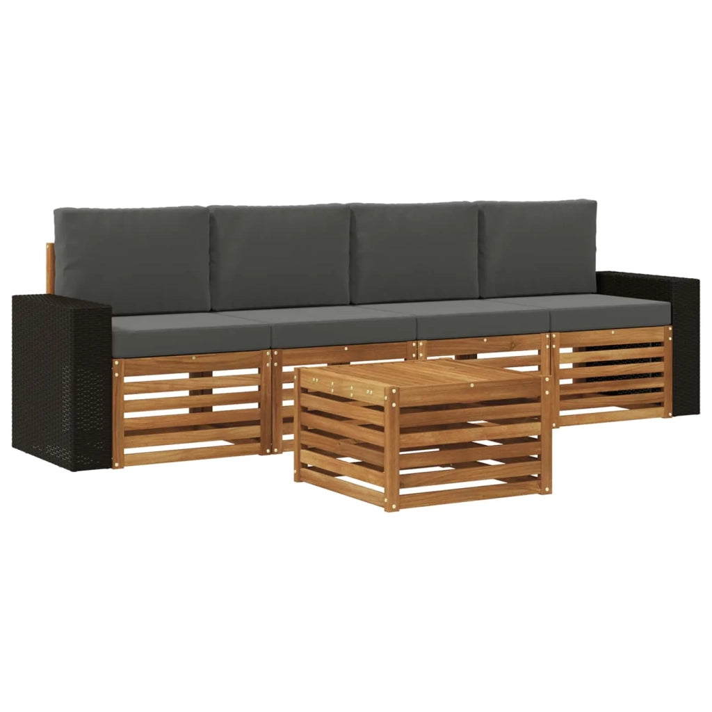 Set di divani da esterno 5 pz Naturale e Antracite 3384003