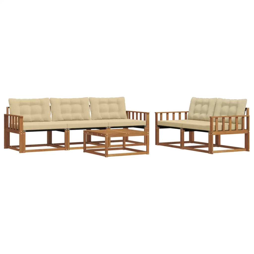 Set di divani da esterno con cuscino 6 pcs Naturale e Beige 3369192