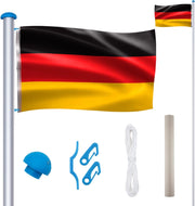 Asta per bandiera, in alluminio, 6,5 m, regolabile in altezza, con bandiera della Germania, per balcone, giardino