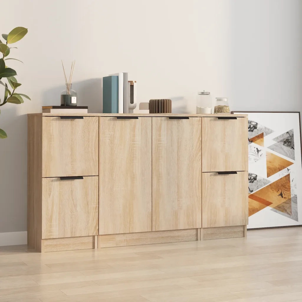 Credenze 3 pz | Madia | Buffet da pranzo | Armadio da pranzo Rovere Sonoma in Legno Multistrato
