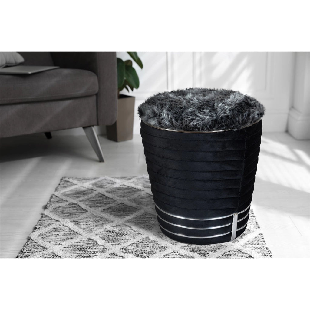 Pouf di design Doric 300 in legno di pioppo nero e grafite