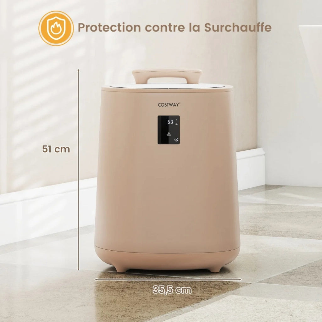 Scaldasalviette e scaldacoperte a secchiello 18L, scalda asciugamani portatile marrone con display LED e autospegnimento per bagno e casa