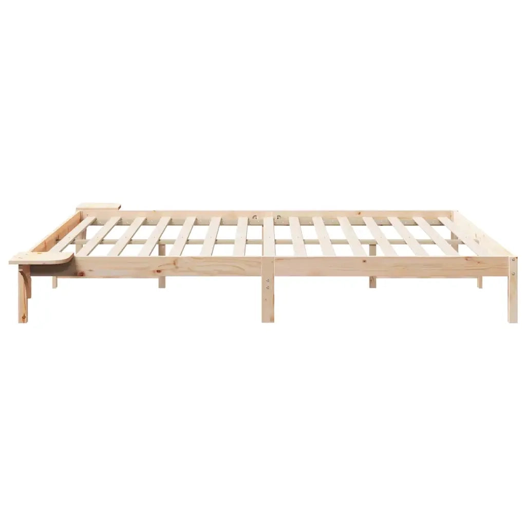 Letto con Tavolini Laterali Naturale 200 x 210 cm Pino massello 873235