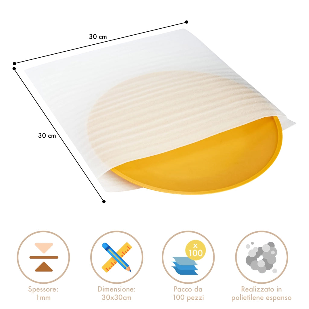 100 Pezzi Pluriball Buste Per Imballaggio Fogli Imballaggio In Poliuretano Espanso Trasloco Protezione Vetro Piatti Porcellane Stoviglie 30x30Cm Imballo Materiale Fragile Delicato